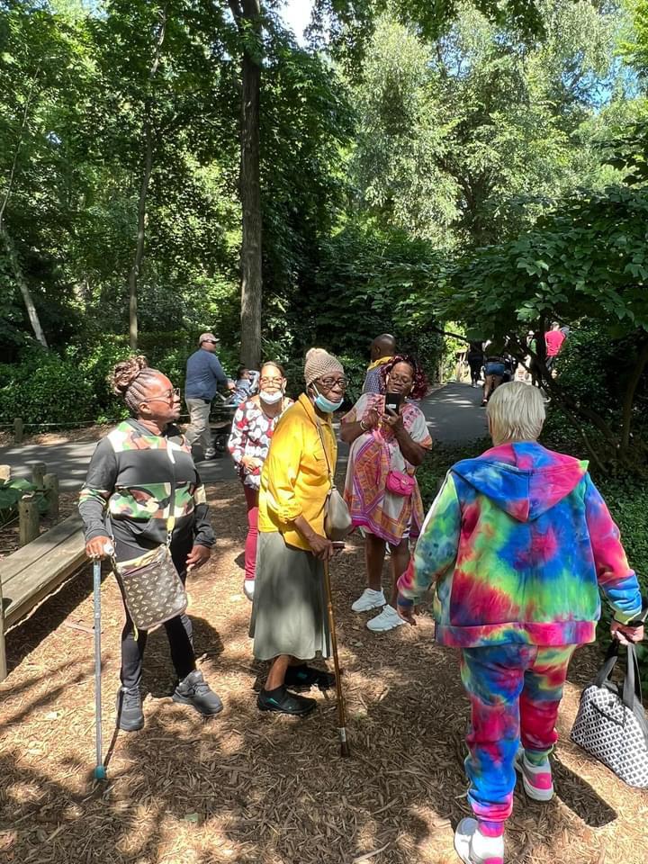 Sunshine Days members enjoying a community outing in the park